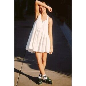 Daily Practice Anthropologie Spring Fling Racerback Mini Dress Ivory XL 280177